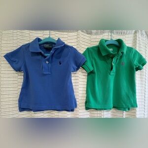 Ralph Lauren Kids' Polo Shirts Bundle in Blue and Green, Baby Boy 9M